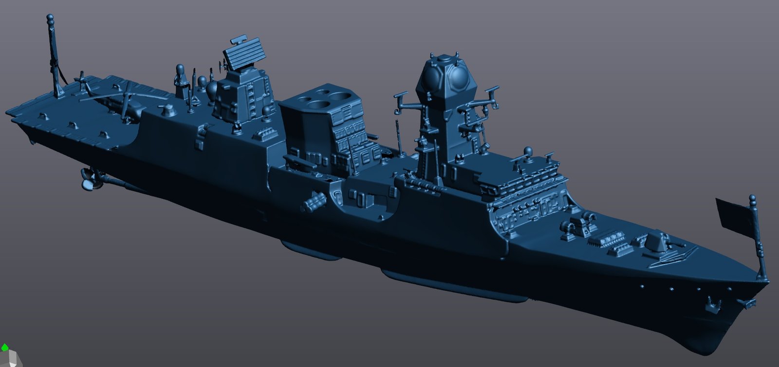 3D scan of a ship model displayed as a shaded digital mesh.