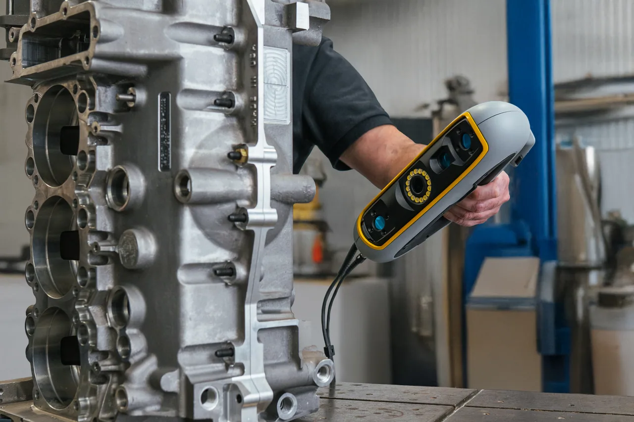 Peel 3 capturing the surfaces of an engine casting