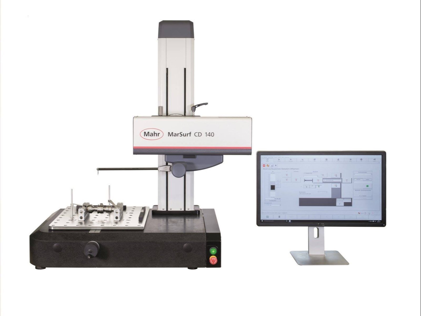 Mahr MarSurf CD 140 contour measuring machine with a fixtured component and measurement display